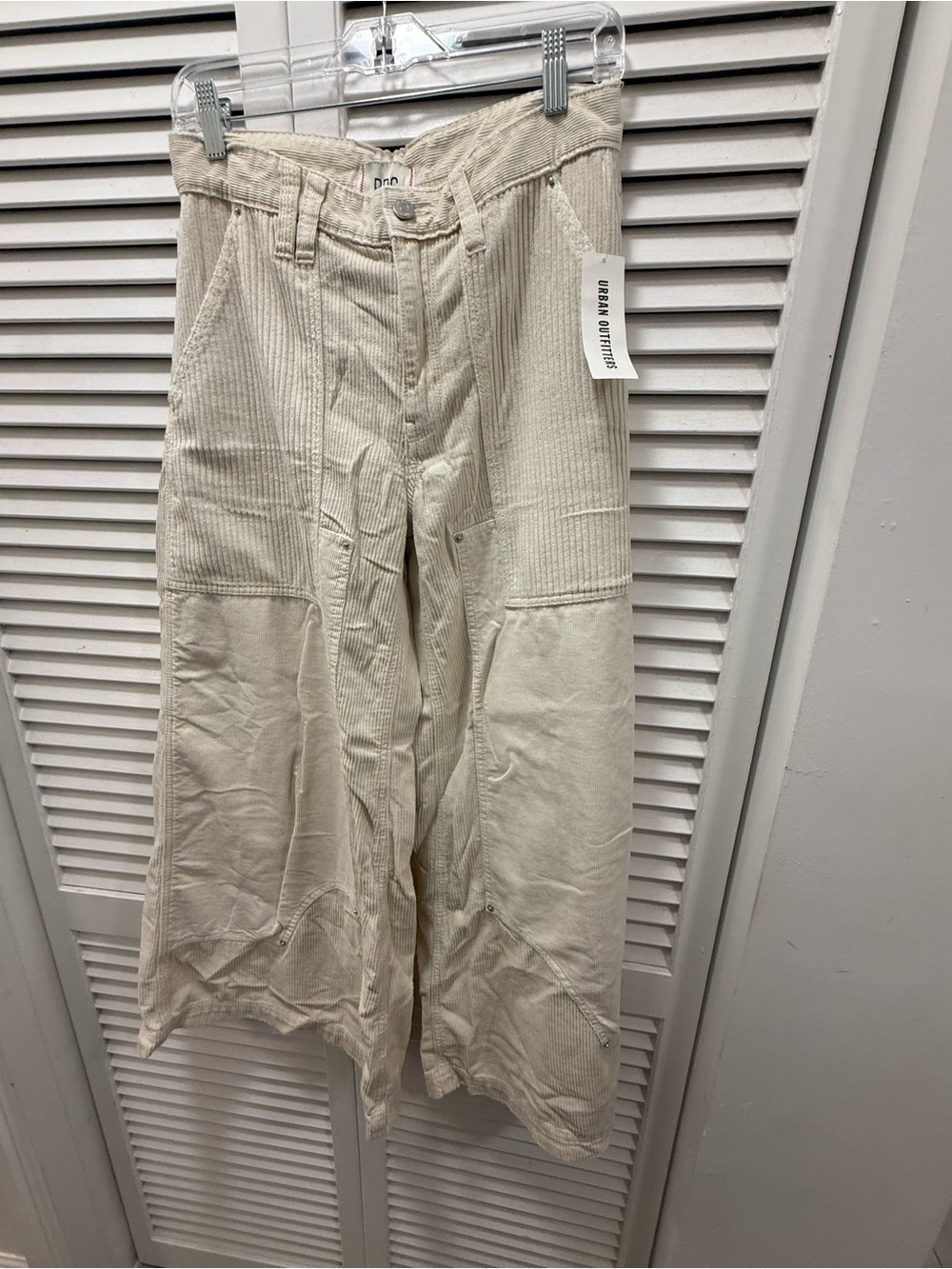 BDG Sienne Corduroy Extreme Wide-Leg Pants in an ivory shade Urban Outfitters